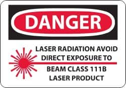 NMC - "Danger - Laser Radiation - Avoid Direct Exposure to Beam - Class 111b Laser Product", 10" Long x 14" Wide, Rigid Plastic Safety Sign - Rectangle, 0.05" Thick, Use for Accident Prevention - Benchmark Tooling