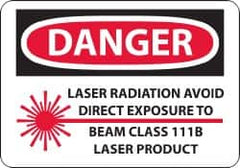 NMC - "Danger - Laser Radiation - Avoid Direct Exposure to Beam - Class 111b Laser Product", 10" Long x 14" Wide, Rigid Plastic Safety Sign - Rectangle, 0.05" Thick, Use for Accident Prevention - Benchmark Tooling