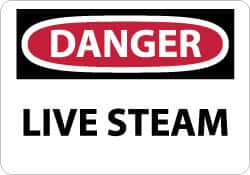 NMC - "Danger - Live Steam", 10" Long x 14" Wide, Rigid Plastic Safety Sign - Rectangle, 0.05" Thick, Use for Accident Prevention - Benchmark Tooling