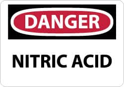 NMC - "Danger - Nitric Acid", 10" Long x 14" Wide, Rigid Plastic Safety Sign - Rectangle, 0.05" Thick, Use for Hazardous Materials - Benchmark Tooling