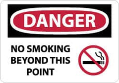 NMC - "Danger - No Smoking Beyond This Point", 10" Long x 14" Wide, Rigid Plastic Safety Sign - Rectangle, 0.05" Thick, Use for Accident Prevention - Benchmark Tooling