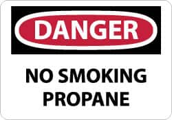 NMC - "Danger - No Smoking - Propane", 10" Long x 14" Wide, Rigid Plastic Safety Sign - Rectangle, 0.05" Thick, Use for Accident Prevention - Benchmark Tooling