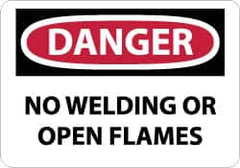 NMC - "Danger - No Welding or Open Flames", 10" Long x 14" Wide, Rigid Plastic Safety Sign - Rectangle, 0.05" Thick, Use for Accident Prevention - Benchmark Tooling