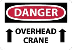 NMC - "Danger - Overhead Crane", 10" Long x 14" Wide, Rigid Plastic Safety Sign - Rectangle, 0.05" Thick, Use for Accident Prevention - Benchmark Tooling