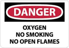 NMC - "Danger - Oxygen, No Smoking, No Open Flames", 10" Long x 14" Wide, Rigid Plastic Safety Sign - Rectangle, 0.05" Thick, Use for Accident Prevention - Benchmark Tooling