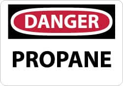 NMC - "Danger - Propane", 10" Long x 14" Wide, Rigid Plastic Safety Sign - Rectangle, 0.05" Thick, Use for Hazardous Materials - Benchmark Tooling