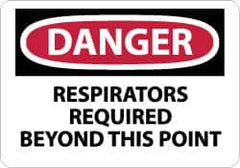 NMC - "Danger - Respirators Required Beyond This Point", 10" Long x 14" Wide, Rigid Plastic Safety Sign - Rectangle, 0.05" Thick, Use for Accident Prevention - Benchmark Tooling