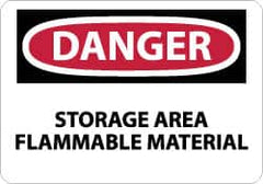 NMC - "Danger - Storage Area - Flammable Material", 10" Long x 14" Wide, Rigid Plastic Safety Sign - Rectangle, 0.05" Thick, Use for Hazardous Materials - Benchmark Tooling