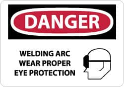 NMC - "Danger - Welding Arc Wear Proper Eye Protection", 10" Long x 14" Wide, Rigid Plastic Safety Sign - Rectangle, 0.05" Thick, Use for Accident Prevention - Benchmark Tooling