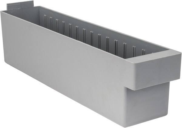 Quantum Storage - 17-5/8" Deep, Gray High-Impact Polystyrene Drawer Bin - 4-5/8" High x 3-3/4" Wide x 17-5/8" Long - Benchmark Tooling