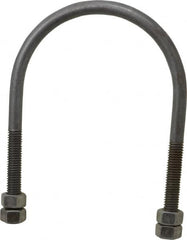 Empire - 1/2-13 UNC, 5-1/16" Long, Round U Bolt Clamp with No Mount Plate for 4" Pipe - 3" Thread Length, 4-1/2" Wide, Steel - Benchmark Tooling