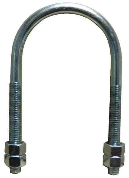 Empire - 7/8-9 UNC, 13-3/4" Long, Round U Bolt Clamp with No Mount Plate for 12" Pipe - 4-1/4" Thread Length, 9-5/8" Wide, Steel - Benchmark Tooling