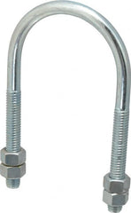 Empire - 3/8-16 UNC, 2-13/16" Long, Round U Bolt Clamp with No Mount Plate for 2" Pipe - 2-1/2" Thread Length, 3-1/4" Wide, Steel - Benchmark Tooling