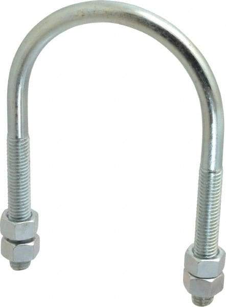 Empire - 1/2-13 UNC, 4-1/16" Long, Round U Bolt Clamp with No Mount Plate for 3" Pipe - 3" Thread Length, 4" Wide, Steel - Benchmark Tooling