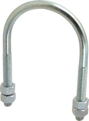 Empire - 1/2-13 UNC, 4-1/16" Long, Round U Bolt Clamp with No Mount Plate for 3" Pipe - 3" Thread Length, 4" Wide, Steel - Benchmark Tooling