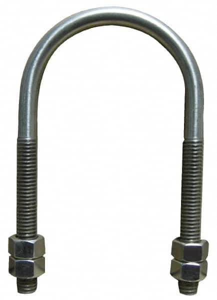 Empire - 3/4-10 UNC, 11-5/8" Long, Round U Bolt Clamp with No Mount Plate for 10" Pipe - 4" Thread Length, 8-3/8" Wide, Grade 304 Stainless Steel - Benchmark Tooling