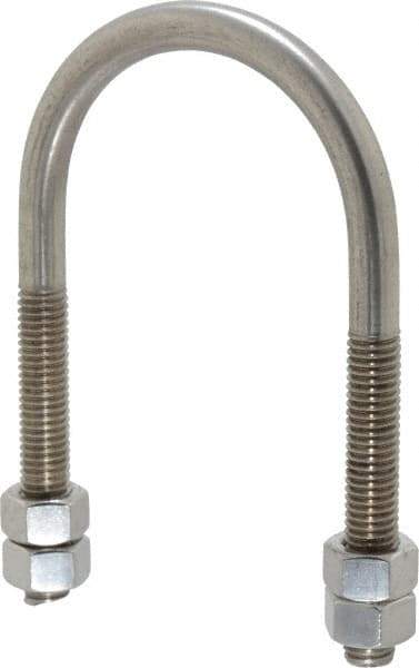 Empire - 1/2-13 UNC, 3-7/16" Long, Round U Bolt Clamp with No Mount Plate for 2-1/2" Pipe - 3" Thread Length, 3-3/4" Wide, Grade 304 Stainless Steel - Benchmark Tooling