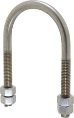 Empire - 1/2-13 UNC, 3-7/16" Long, Round U Bolt Clamp with No Mount Plate for 2-1/2" Pipe - 3" Thread Length, 3-3/4" Wide, Grade 304 Stainless Steel - Benchmark Tooling