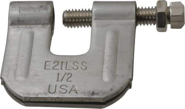 Empire - 3/4" Max Flange Thickness, 1/2" Rod C-Clamp with Locknut - 500 Lb Capacity, 304 Stainless Steel - Benchmark Tooling