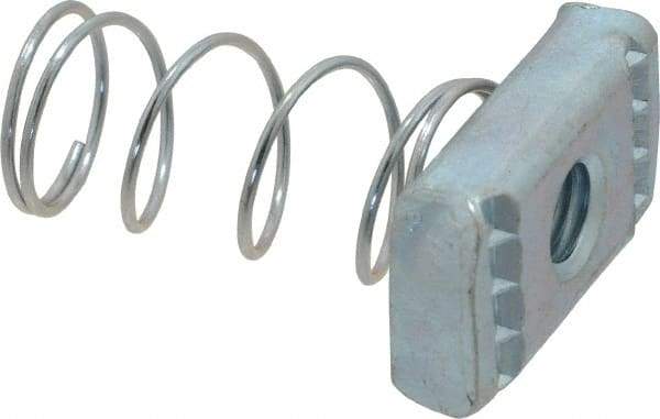 Empire - 3/8" Rod, Electro Galvanized Carbon Steel Spring Strut Nut - Used for Attaching Hanger Rod or Other Accessories to Strut - Benchmark Tooling