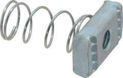 Empire - 3/8" Rod, Electro Galvanized Carbon Steel Spring Strut Nut - Used for Attaching Hanger Rod or Other Accessories to Strut - Benchmark Tooling