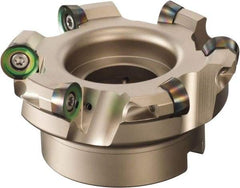 Sumitomo - 4" Cut Diam, 1/4" Max Depth, 1-1/4" Arbor Hole, 6 Inserts, QP.T 4312 Insert Style, Indexable Copy Face Mill - WRCX Cutter Style, 2" High, Series WaveMill - Benchmark Tooling