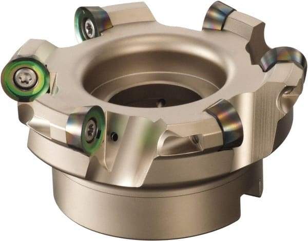 Sumitomo - 4" Cut Diam, 3/8" Max Depth, 1-1/4" Arbor Hole, 6 Inserts, QP.T 6416 Insert Style, Indexable Copy Face Mill - WRCX Cutter Style, 2" High, Series WaveMill - Benchmark Tooling