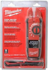 Milwaukee Tool - 2206-20, CAT IV, CAT III, Digital True RMS Clamp Meter with 0.63" Fork Jaws - 1000 VAC/VDC, 200 AC/DC Amps, Measures Voltage, Capacitance, Continuity, Current, Resistance, Temperature - Benchmark Tooling