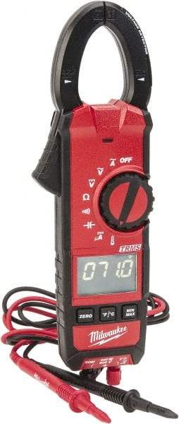 Milwaukee Tool - 2236-20, CAT III, Digital True RMS Clamp Meter with 1.3" Clamp On Jaws - 600 VAC/VDC, 600 AC/DC Amps, Measures Voltage, Capacitance, Continuity, Current, Resistance, Temperature - Benchmark Tooling