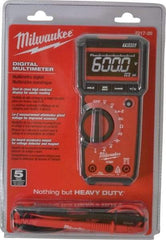 Milwaukee Tool - 2217-20, CAT III, 600 VAC/VDC, Digital True RMS Auto Ranging Multimeter - 40 mOhm, Measures Voltage, Capacitance, Current, Frequency, Resistance, Temperature - Benchmark Tooling