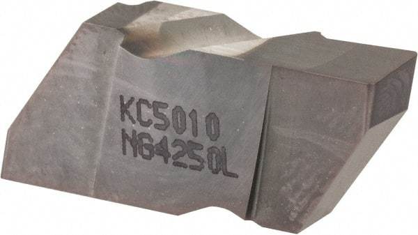 Kennametal - 4250NG Grade KC5010, 6.35mm Cutting Width Carbide Grooving Insert - 6.35mm Max Depth of Cut, Left Hand, 0.57mm Corner Radius, TiAlN Finish - Benchmark Tooling