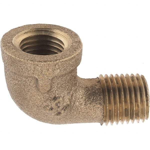 Merit Brass - Class 125, 1/4" Internal Pipe, Brass 90° Street Elbow - FNPT x MNPT - Benchmark Tooling