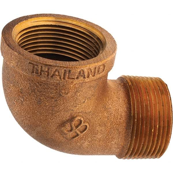 Merit Brass - Class 125, 1-1/4" Internal Pipe, Brass 90° Street Elbow - FNPT x MNPT - Benchmark Tooling