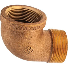 Merit Brass - Class 125, 1-1/2" Internal Pipe, Brass 90° Street Elbow - FNPT x MNPT - Benchmark Tooling