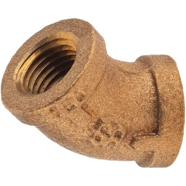 Merit Brass - Class 125, 1/4" Internal Pipe, Brass 45° Street Elbow - FNPT x FNPT - Benchmark Tooling