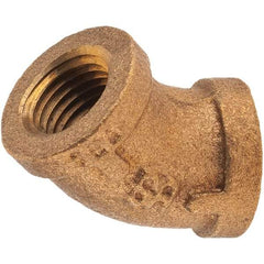 Merit Brass - Class 125, 1/4" Internal Pipe, Brass 45° Street Elbow - FNPT x FNPT - Benchmark Tooling