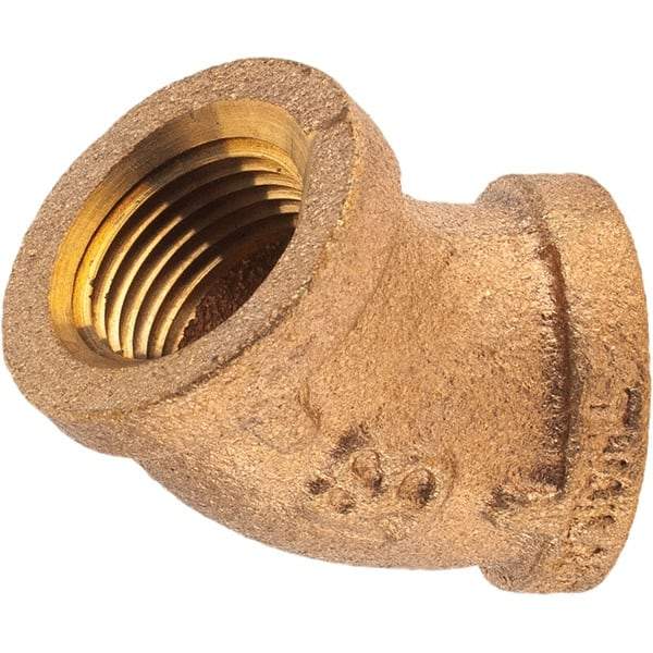 Merit Brass - Class 125, 3/8" Internal Pipe, Brass 45° Street Elbow - FNPT x FNPT - Benchmark Tooling