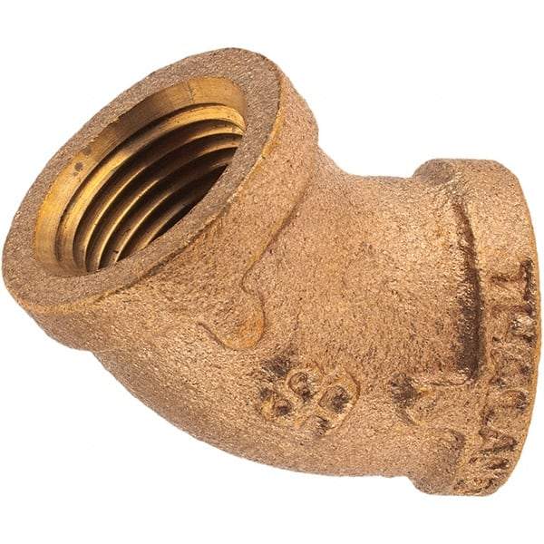 Merit Brass - Class 125, 1/2" Internal Pipe, Brass 45° Street Elbow - FNPT x FNPT - Benchmark Tooling
