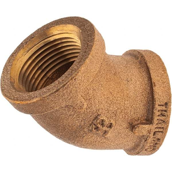 Merit Brass - Class 125, 3/4" Internal Pipe, Brass 45° Street Elbow - FNPT x FNPT - Benchmark Tooling