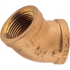 Merit Brass - Class 125, 1" Internal Pipe, Brass 45° Street Elbow - FNPT x FNPT - Benchmark Tooling