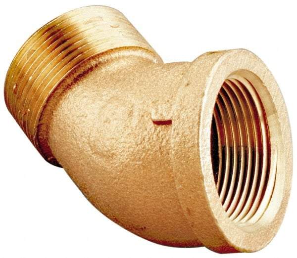 Merit Brass - Class 125, 1-1/2" Internal Pipe, Lead Free Brass 45° Street Elbow - FNPT x MNPT - Benchmark Tooling