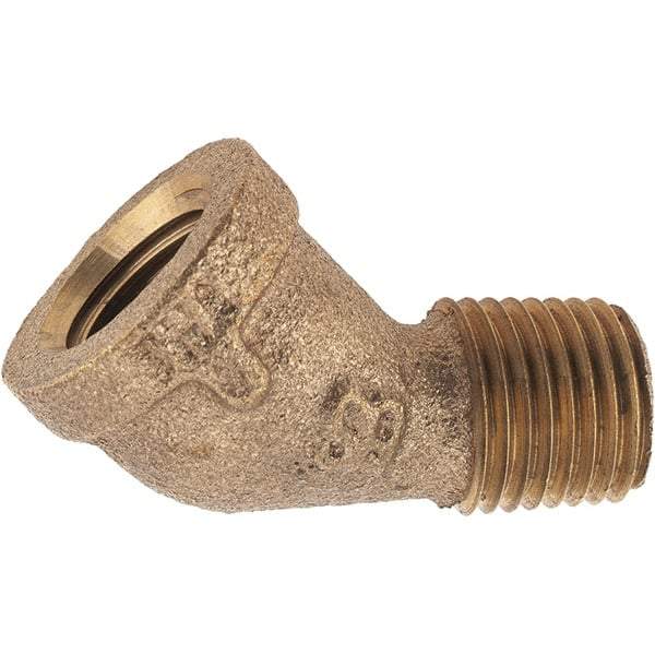 Merit Brass - Class 125, 1/4" Internal Pipe, Brass 45° Street Elbow - FNPT x MNPT - Benchmark Tooling