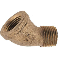 Merit Brass - Class 125, 3/8" Internal Pipe, Brass 45° Street Elbow - FNPT x MNPT - Benchmark Tooling