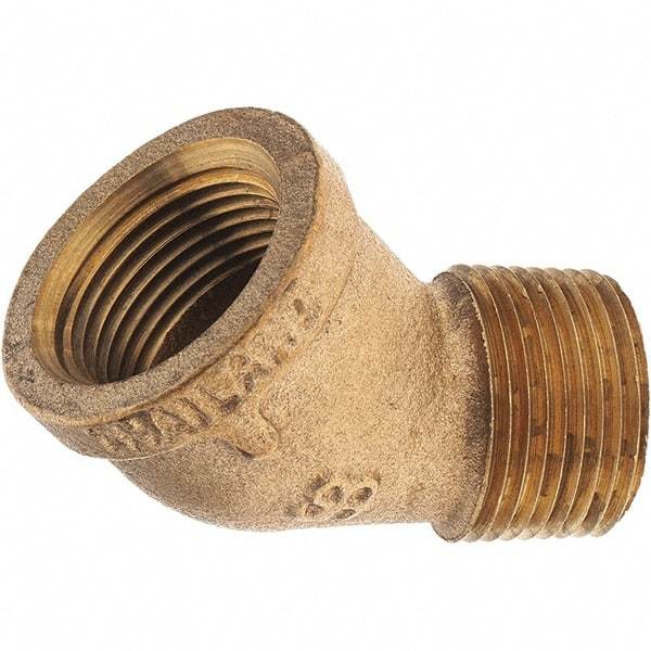 Merit Brass - Class 125, 3/4" Internal Pipe, Brass 45° Street Elbow - FNPT x MNPT - Benchmark Tooling