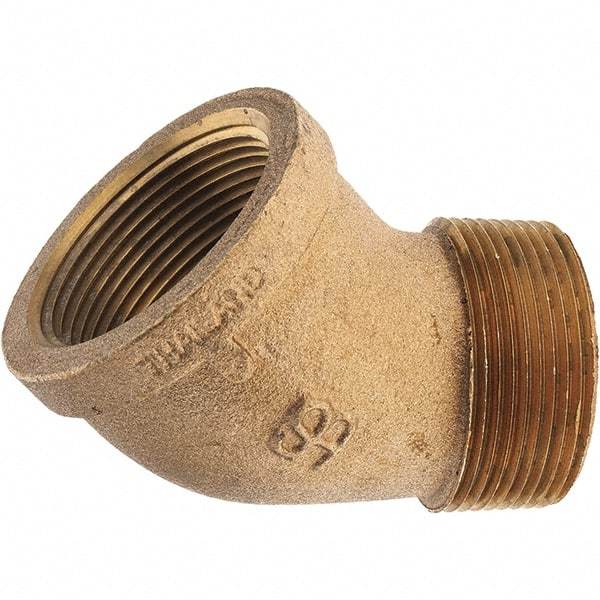 Merit Brass - Class 125, 1-1/2" Internal Pipe, Brass 45° Street Elbow - FNPT x MNPT - Benchmark Tooling