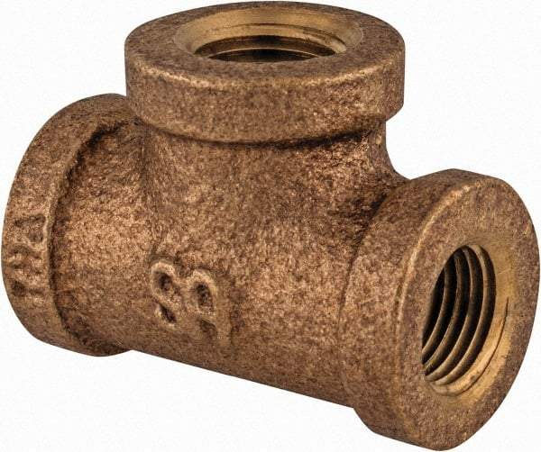 Merit Brass - Class 125, 1-1/4" Internal Pipe, Lead Free Brass Tee - FNPT x FNPT x FNPT - Benchmark Tooling