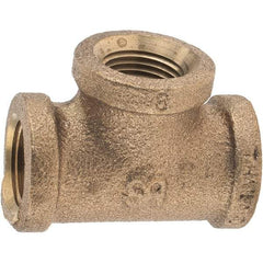 Merit Brass - Class 125, 3/8" Internal Pipe, Brass Tee - FNPT x FNPT x FNPT - Benchmark Tooling