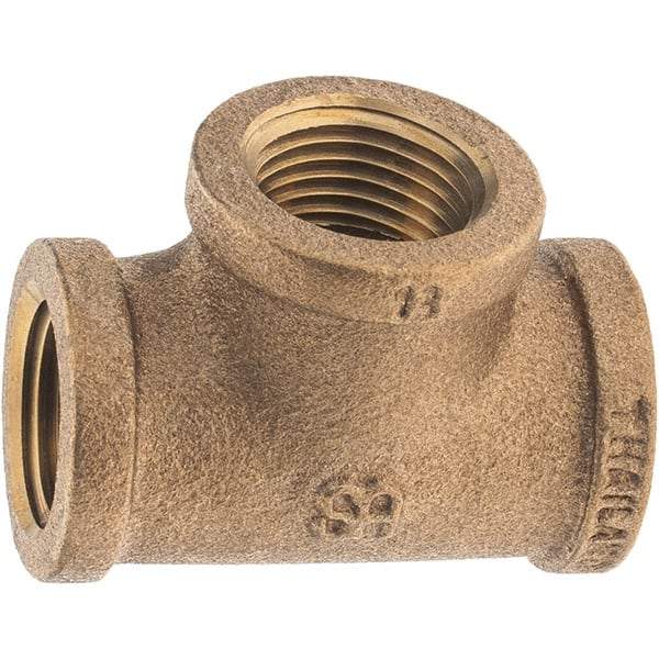 Merit Brass - Class 125, 1/2" Internal Pipe, Brass Tee - FNPT x FNPT x FNPT - Benchmark Tooling