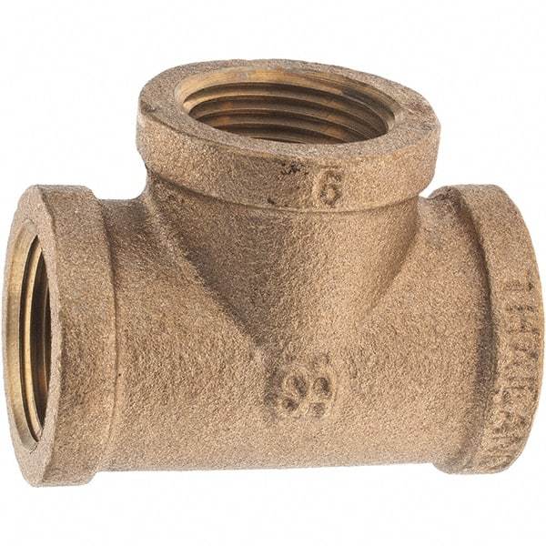 Merit Brass - Class 125, 3/4" Internal Pipe, Brass Tee - FNPT x FNPT x FNPT - Benchmark Tooling