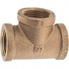 Merit Brass - Class 125, 3/4" Internal Pipe, Brass Tee - FNPT x FNPT x FNPT - Benchmark Tooling